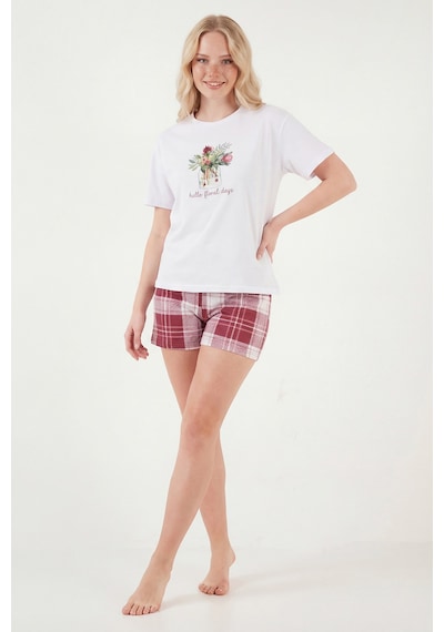 Lela Bayan Pijama Takımı 65790782 Beyaz-bordo