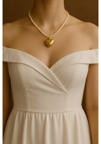 İnci Detaylı Kalp Uçlu Kolye Altın Renk Kalpli Kadın Choker Tak Gold İnci Detaylı Kalp Uçlu Kolye Altın Renk Kalpli Kadın Choker Tak Gold