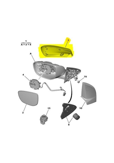 Citroen C-elysee Kapi Ayna Kapak Sol 2012-2022 1609065080 V0621 1.2 Vtı, 1.5 Hdı, 1.6 Hdı, 1.6 Vtı