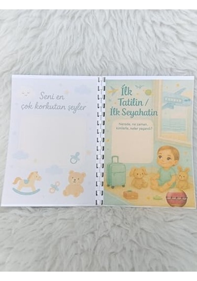 Anne Bebek Günlüğü Bebek Anı Defteri Açık Gri