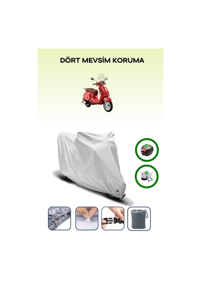 Gri Arka Çanta Ve Kilit Uyumlu Rks Pride 125 Uyumlu Motor Brandası
