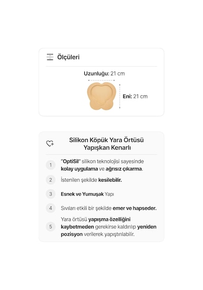 Tr Silikon Jel Yapışkan Kenarlı Çok Katmanlı Köpük Yara Örtüsü 21x21cm Sakrum