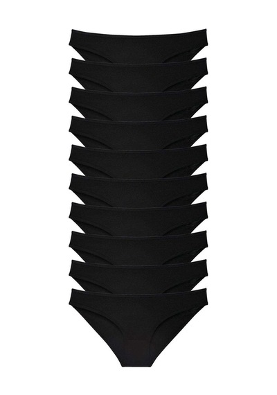 10 Adet Süper Eko Set Likralı Kadın Slip Külot Siyah