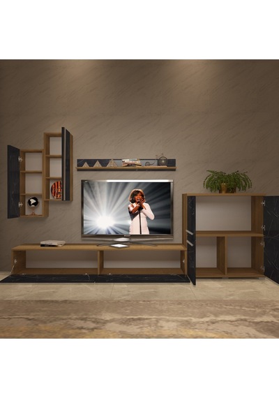 Decoraktiv Eko 6 Mdf Std Tv Ünitesi Tv Sehpası Pera - Siyah Mermer