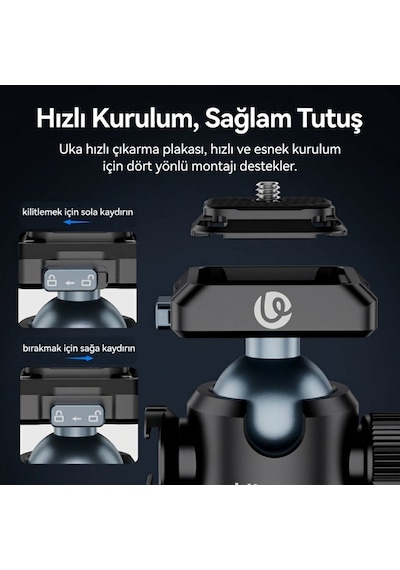 Ulanzi T100 Uka Quick Release Ball Head Tripod Başlığı - C062