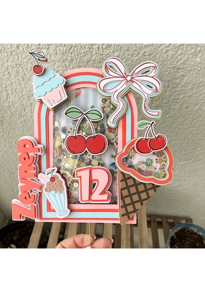 Kiraz Temalı Kız Çocuk Doğum Günü İsme Özel 3d Pasta Parti Doğum Günü Süsü Cake Topper Çocuk