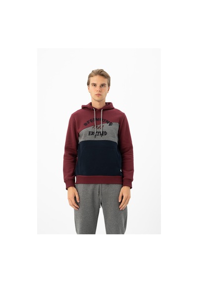 AR-MA Arma Erkek Kanguru Cepli Kapüşonlu Sweatshirt K24254928701 Bordo