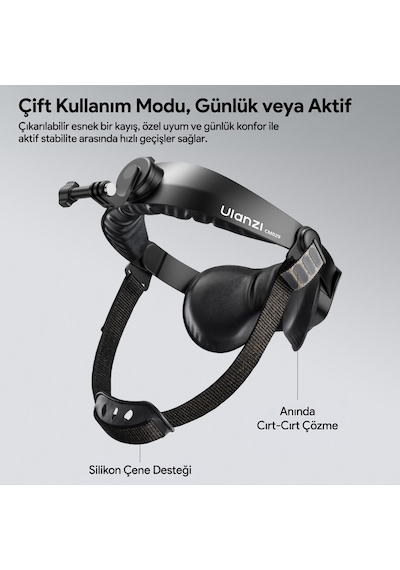 Ulanzi Cm029 Ayarlanabilir Aksiyon Kamera Ve Telefon Head Mount Pov Çekim Sistemi - C098a Siyah