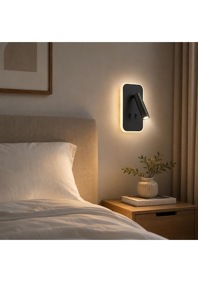 Tuvalu Siyah Led Duvar Apliği / 13w / 3200k Gün Işığı / Çift Anahtarlı Çift Kademe Yanma / 930 Lümen / 220 Diğer