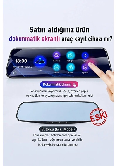 2k Ekran Tam Dokunmatik 9.66 Dikiz Ayna Araç Içi Kamera 1080p Arka 32378773