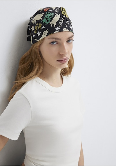 Mavi - Kedi Baskılı Bandana 1913765-900 Siyah