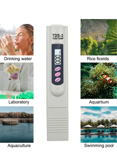Tds Metre Su Kalite Ölçme Cihazi Su Saflik Ölçer + Pil + Çanta 497857031