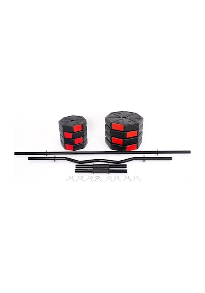 Tan Spor 50 KG Dambıl Halter Ağırlık Full Kısa + Düz + Z Bar Set Kırmızı Kapaklı