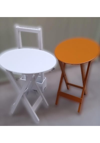 Çanta Zigon Sehpa Oval Model İkili Takım Ahşap Mdf Hardal Ve Beyaz Renk Uyumu El Yapımı