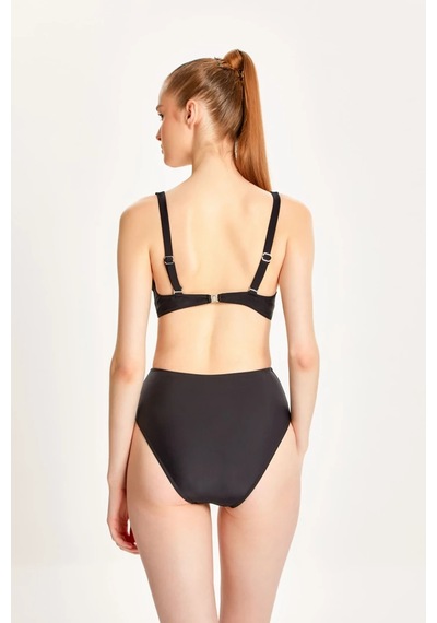 Too Salty Swimwear Kadın Toparlayıcı Yüksek Bel Arkadan Ayarlı Bikini Takımı 24s105st Siyah
