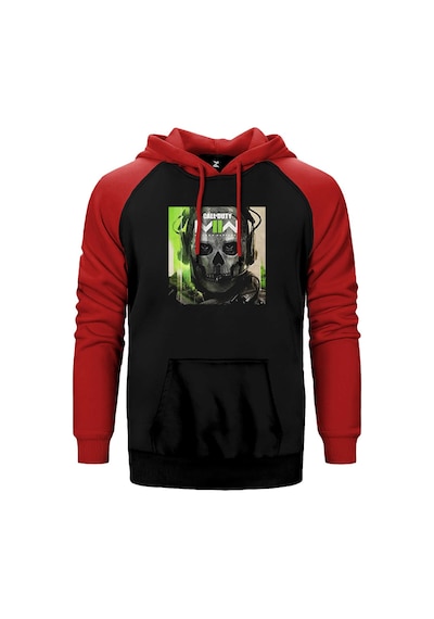 Call Of Modern Warfare Iı Ghost Kırmızı Renk Reglan Kol Kapşonlu Sweatshirt Kırmızı