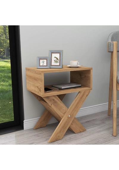 Reyo Home Enda X Ayaklı Komodin Kahve Sehpası Atlantik Çam
