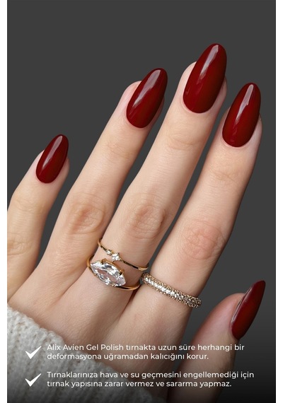 Alix Avien Koyu Kırmızı Kalıcı Oje 100-yoğun Renk Veren Jel Oje 12 Ml-nail Uv Gel Polish 100