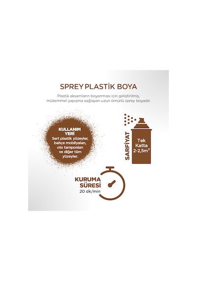 Polisan Plastik Yüzey Açık Kahve Sprey Boya 400 ml