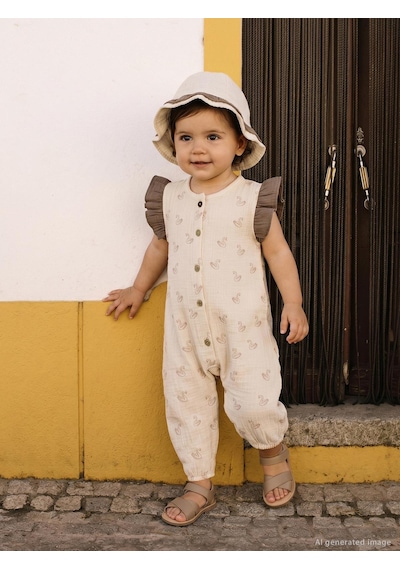 Civil Baby Kuğu Empirme 6-18 Ay Tulum - Bej Açık Bej