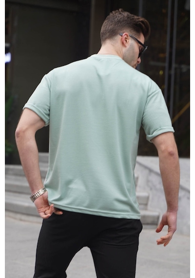 Madmext Mint Yeşili Likralı Basic Erkek Tişört 6060 Mint Yeşili