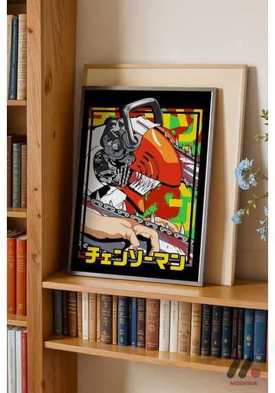 Chainsaw Man Anime Poster, Siyah Çerçeveli Duvar Tablosu - Anime Severlere Özel Hediye