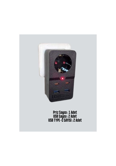 Akıllı Akım Dengelemeli Priz 2500w 4 Usb Type C Çıkışlı Çok Renkli 1 - 10 M