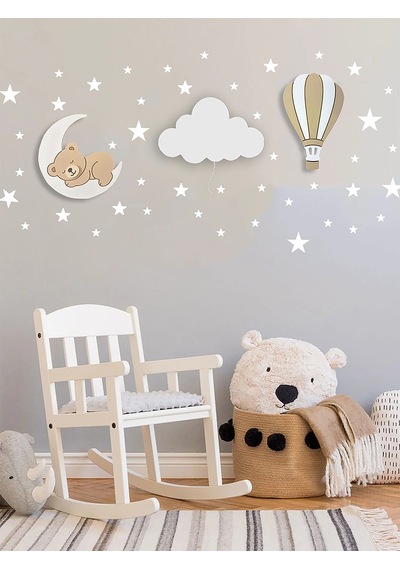 Bugybagy Ayıcık Bulut Balon 56'lı Sticker Seti Bej