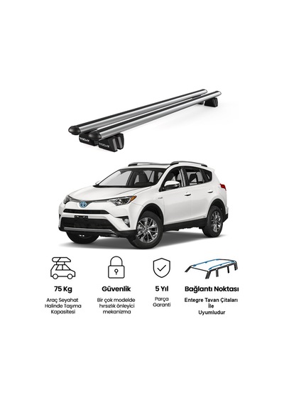 Pençe Toyota Rav4 Ara Atkı 2013-2018 Uyumlu Gri Ara Atkı Port Bagaj Tavan Barı