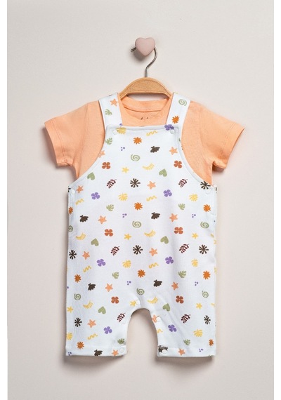 Baby Fou T-shirt Salopet 2'li Takım Ekru