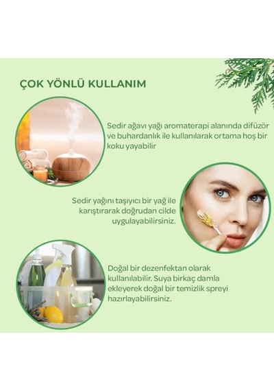 Sedir Uçucu Yağ%100 Doğal Saf Katkısız Aromaterapi Cilt Bakım Yağı Buhurdanlık Kokusu 10 Ml Diğer