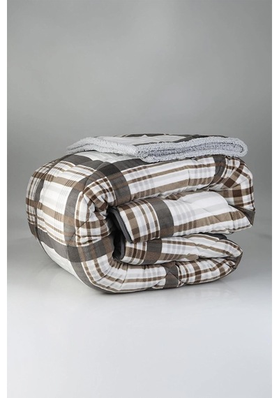 Merinos Comforter Çift Kişilik Yorgan Seti Kahve Gri 220x240 Gri