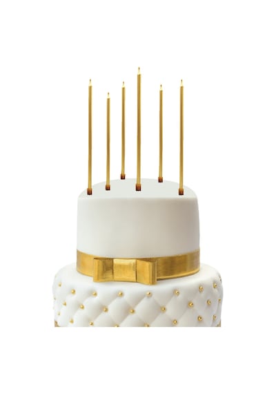 6 Lı Uzun Gold Mum 20 Cm Altın