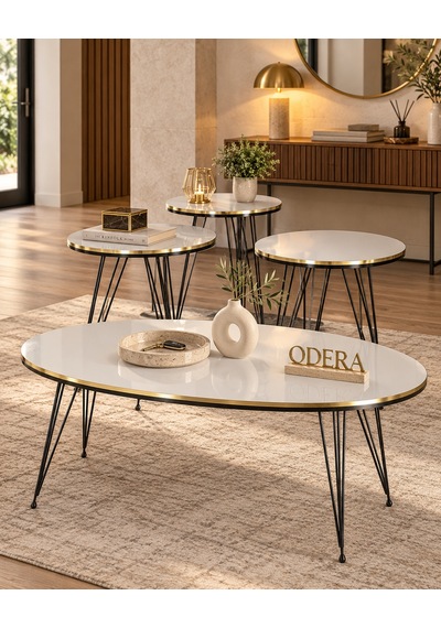 Odera Çift Altın Beyaz Elips Orta Sehpa Ve Zigon Sehpa 4'lü Set Siyah Tel Metal Ayaklı Modern Retro Salon Sehpası Diğer Odera Çift Altın Beyaz Elips Orta Sehpa Ve Zigon Sehpa 4'lü Set Siyah Tel Metal Ayaklı Modern Retro Salon Sehpası Diğer
