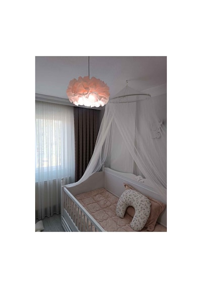 Pudra Beyaz 30 Cm Midi Boy Çiçek Avize Beyaz El Yapımı Dekoratif Modern Minimalist Tasarım