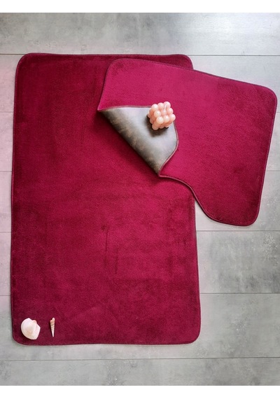 Ultrasoft Düz Mürdüm 2'li Banyo Halısı Paspası Seti Kaymaz Taban