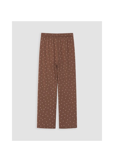Lcw Dream Kahverengi Bisiklet Yaka Desenli Kadın Pijama