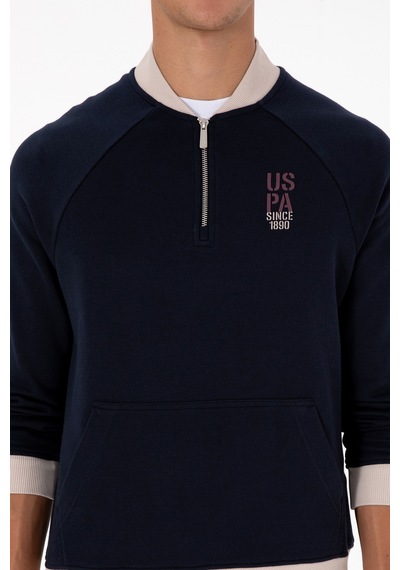 U.S. Polo Assn. Erkek Yarım Fermuarlı Comfort Fit Lacivert Basic Sweatshirt 50316303-VR033