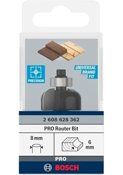 2 608 628 Aksesuarı 362 Oyuklu Freze Ç 8 Mm, R1 6 Mm, D 24,7 Mm, L13 Mm, G 53 Mm