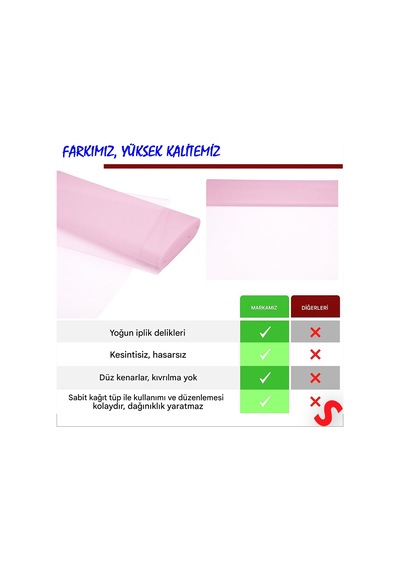 Süsleme Tülü Kristal Tül, 3 Mt En X 1 Mt Uzunluk - Pembe 0-99