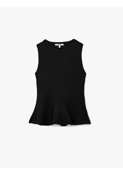 Koton Regular Fit Kolsuz Peplum Bluz Siyah 6wak30027ht Siyah