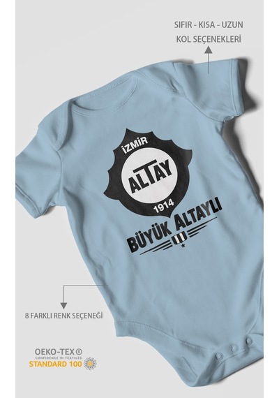 Morivokids Büyük Altaylı Altayspor Kısa Kollu Bebek Body %100 Pamuk Bebe Mavisi