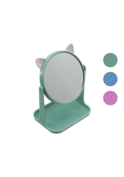 6 İnç - 15cm Yuvarlak Kulaklı Makyaj Aynası Renkli Plastik Takılık Sepetli 12x15.5cm Stantart