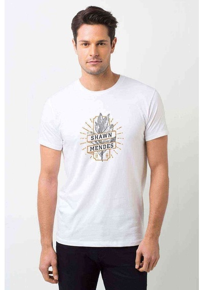 Shawn Mendes Baskılı Beyaz Erkek Tshirt