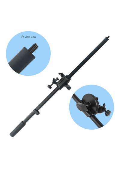 Microcase 55 Cm Ayarlanabilir 1/4 Vida Uçlu Tripod Uzatma Kolu Mikrofon Standı İçin Bağlantı Kelepçeli Boom Kolu - Al5900 55cm