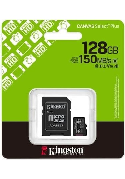 Kingston Sdcs3/128gb 128gb Microsdxc Canvas Select Plus Gen3 150mb/s A1 Card + Hafıza Kart
