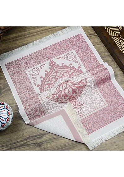 Hediyelik İpek Nur Tafta Seccade Açık Bordo 68x110 Cm - 200 Gr Çok Renkli