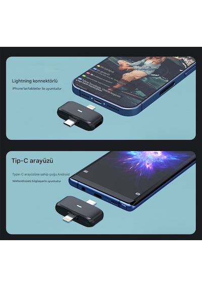 Kablosuz Profesyonel İkili Yayın Yaka Mikrofonu Şarj Kutulu, Mıknatıslı, Type-c & Lightning Çıkışlı, Uzun Pil Ömürlü