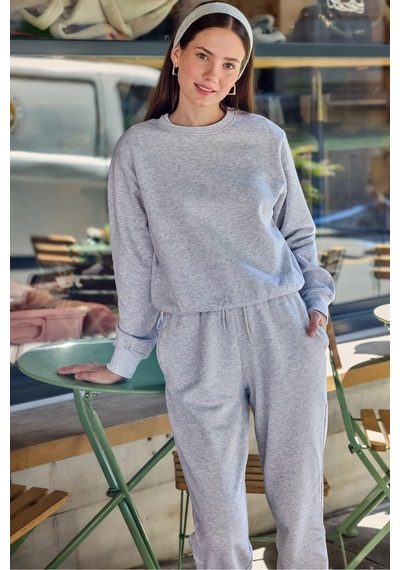 Defys Kadın Basic Sweat Gri Melanj - 747511219 Gri Melanj