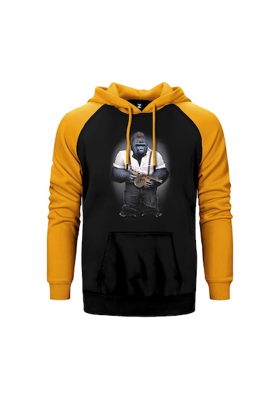 Goril Mafia Sarı Renk Reglan Kol Kapşonlu Sweatshirt Sarı